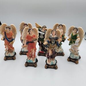 Set of 7 Arcangeles Seven Archangels  Resin Figurines  Bhe Collection 63075A